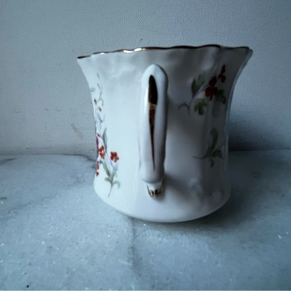 Floral Porcelain Teacup with Gold Trim